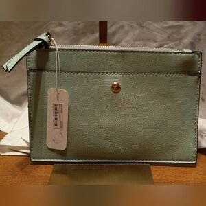 Mint Green Leather Clutch